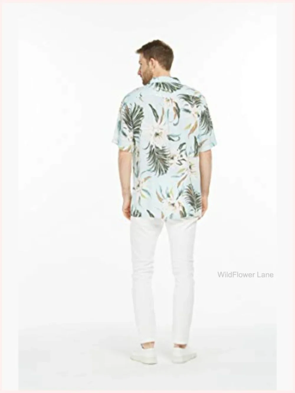 Couple Matching Set - Men's Shirt & Women's Off-Shoulder Top - Floral Print -